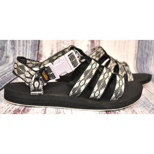 TEVA Women's Original Dorado Strappy Sandals Black Aztec Flat Heel Buckle Size 8